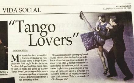 El Mercurio, Vida Social — Tango Lovers, Santiago Chile, August 13 2016