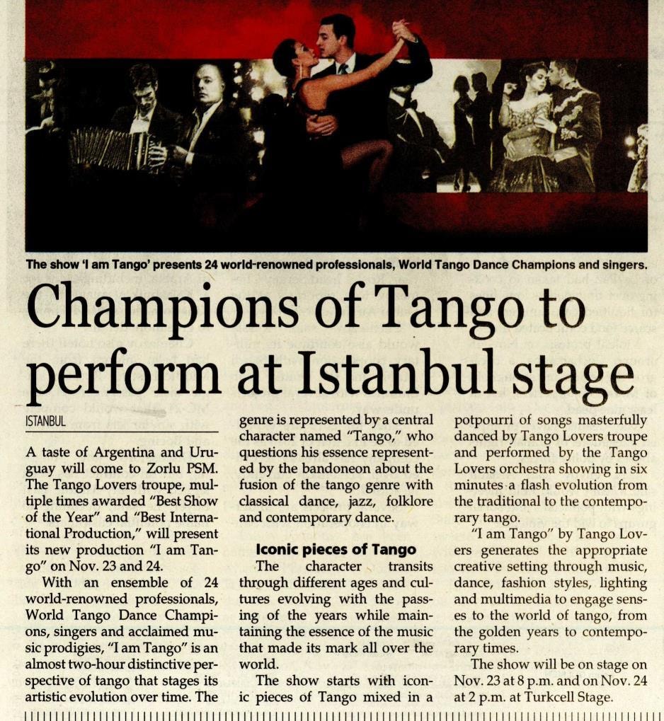 Turkish/English press: Champions of Tango to perform at Istanbul stage — Zorlu PSM